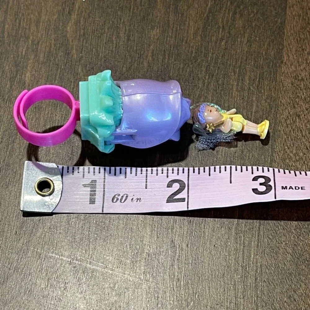 Vintage Polly Pocket 1993 Tulip Petal Fairy Ring Complete 2 Piece‎ Set Bluebird